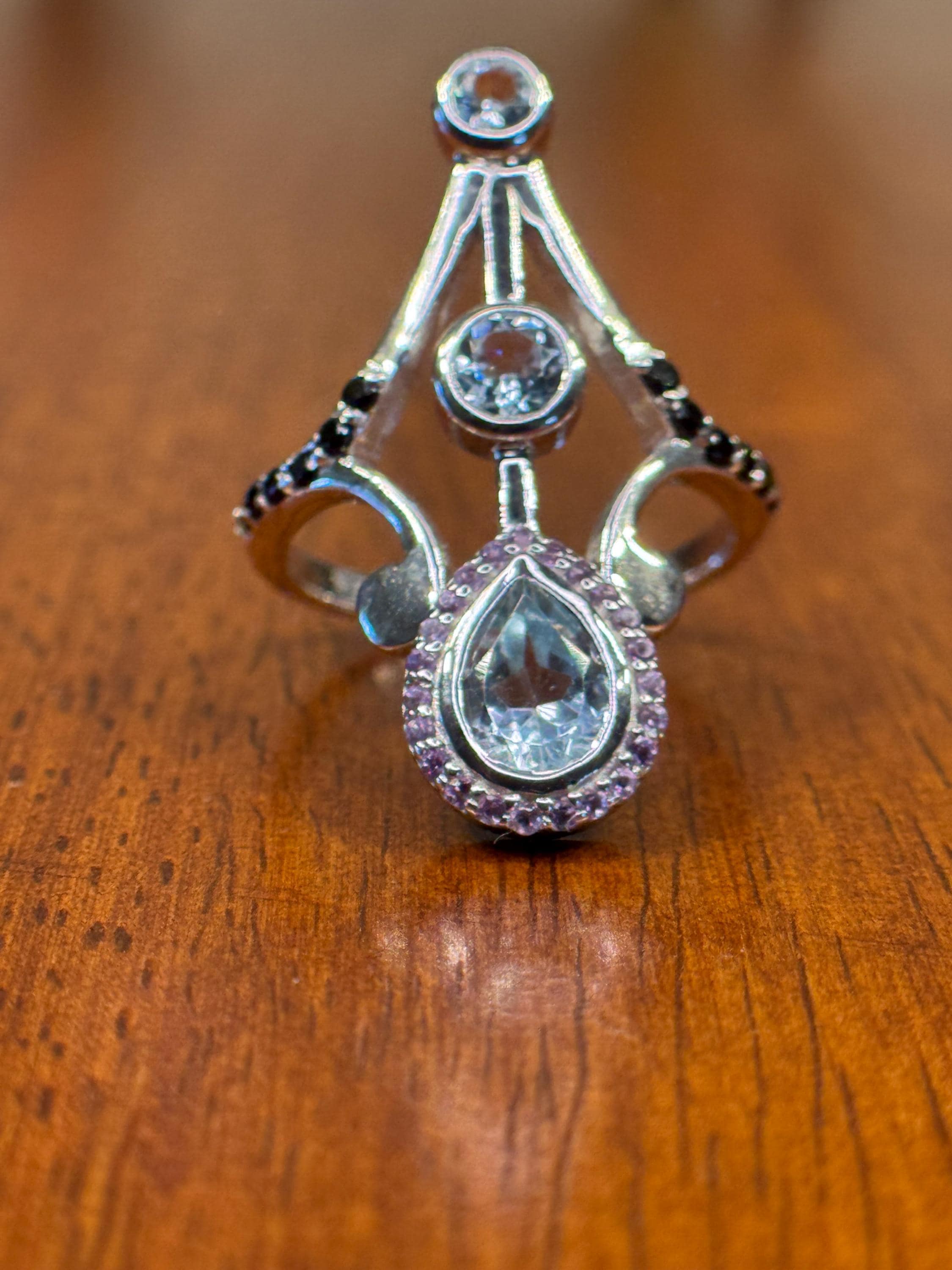 Aquamarine & Amethyst Ring – Egyptian-Inspired Jewelry