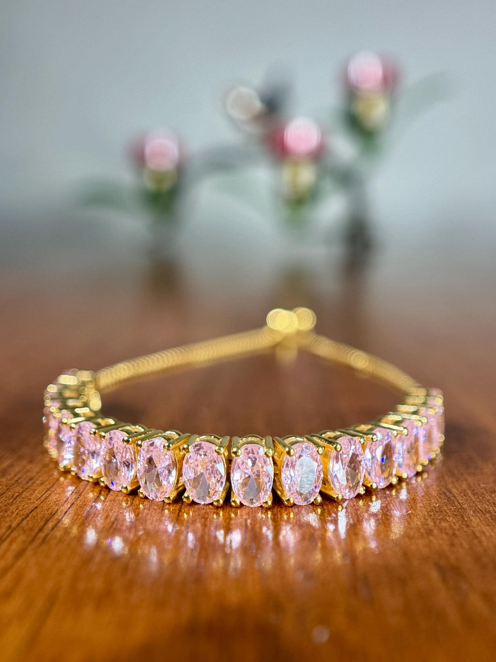 Pink Sapphire 14K Gold Vermeil Resizable Bolo Bracelet