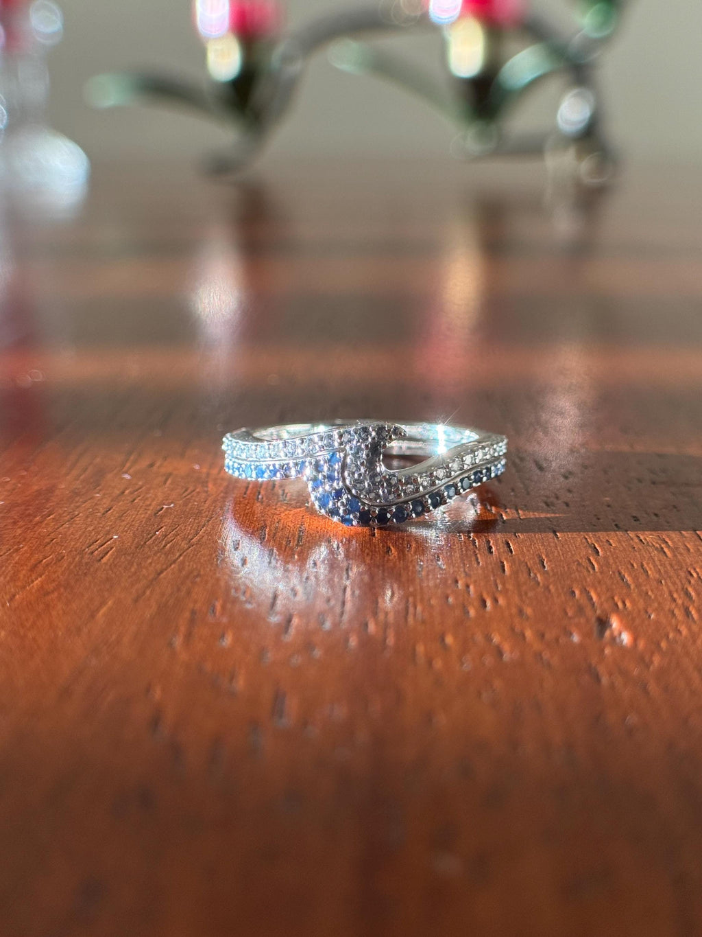 Sapphire & Aquamarine Wave Ring – Stacking Ocean-Inspired Jewelry