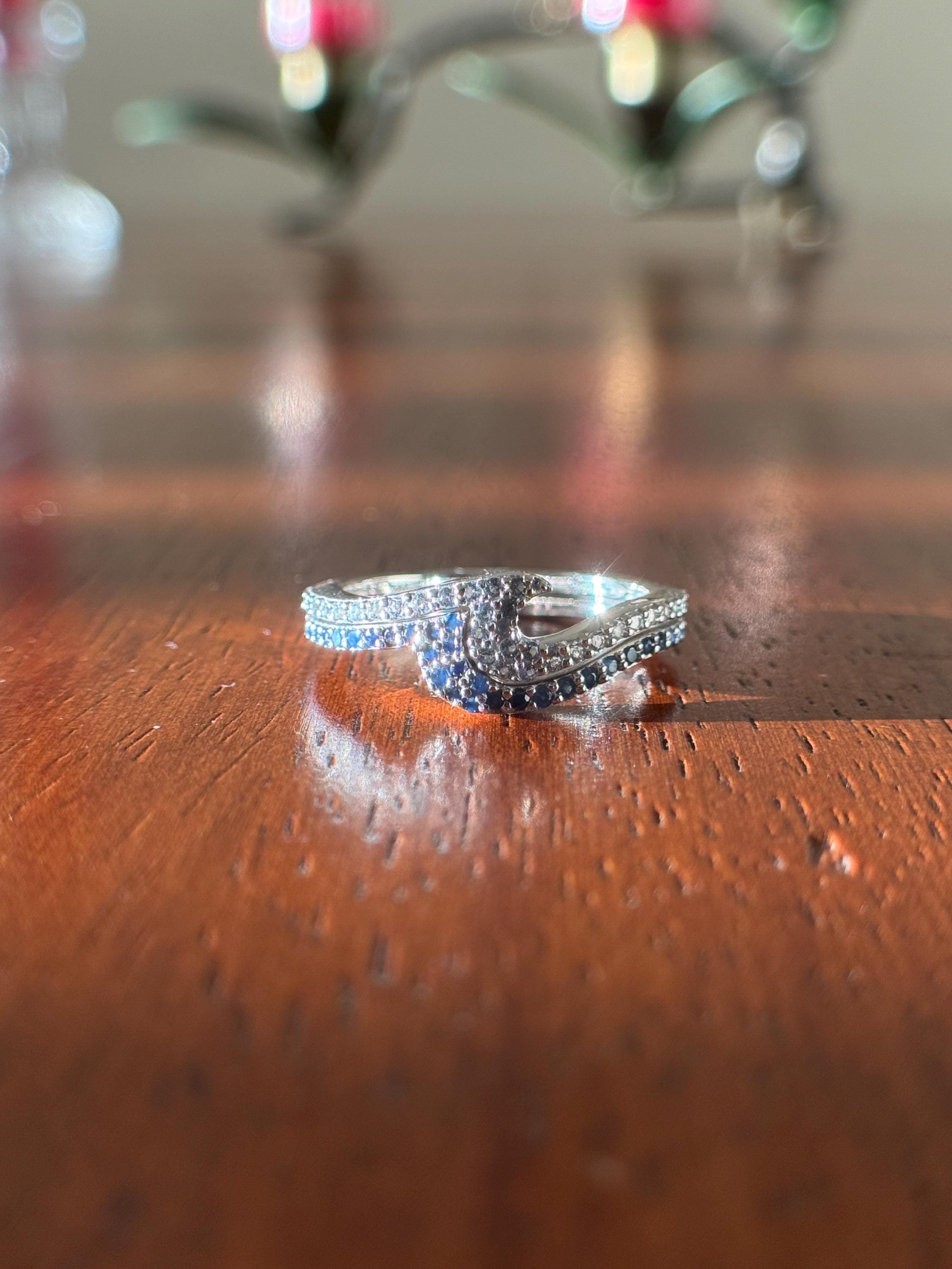 Sapphire & Aquamarine Wave Ring – Stacking Ocean-Inspired Jewelry