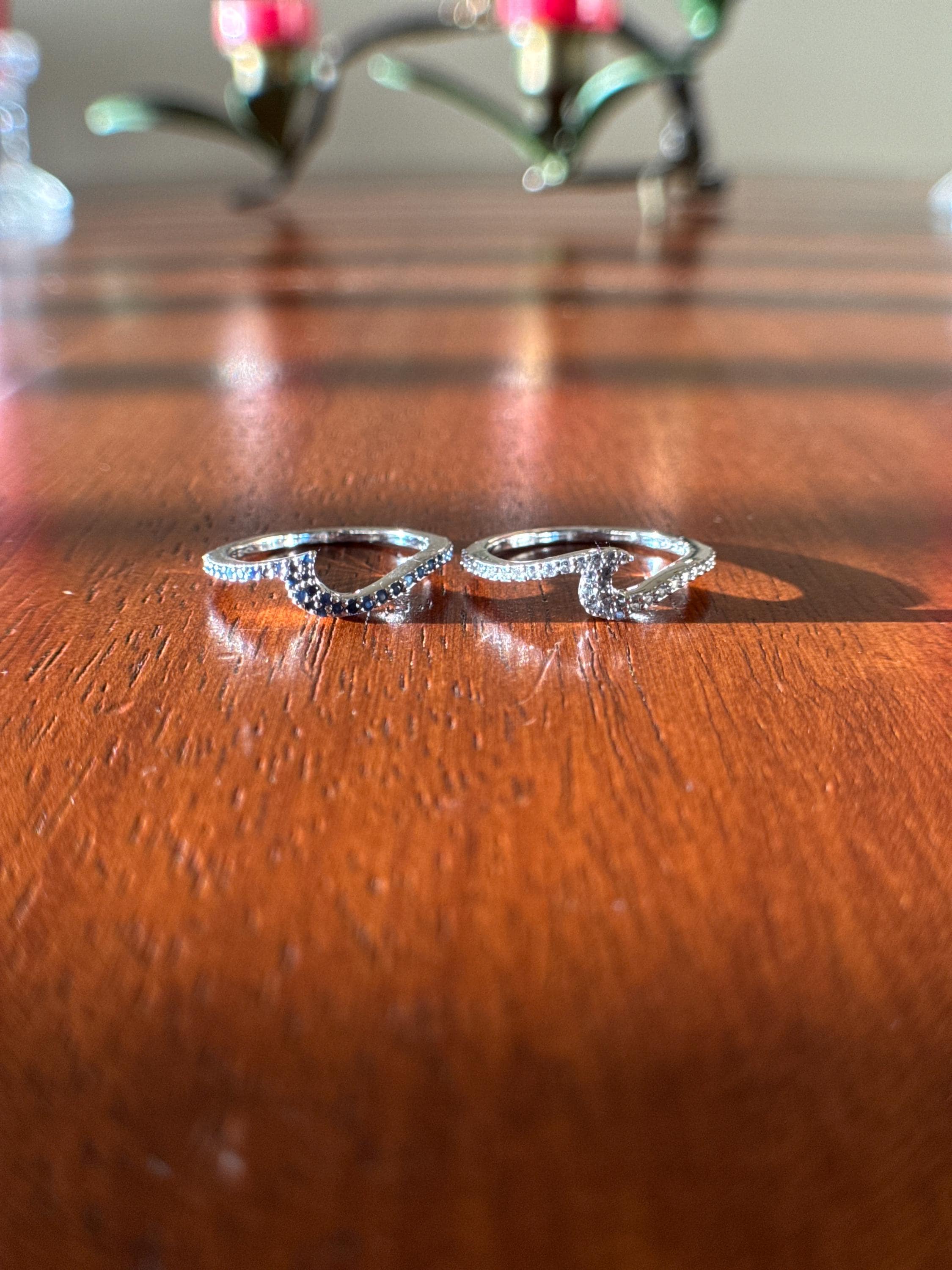 Sapphire & Aquamarine Wave Ring – Stacking Ocean-Inspired Jewelry