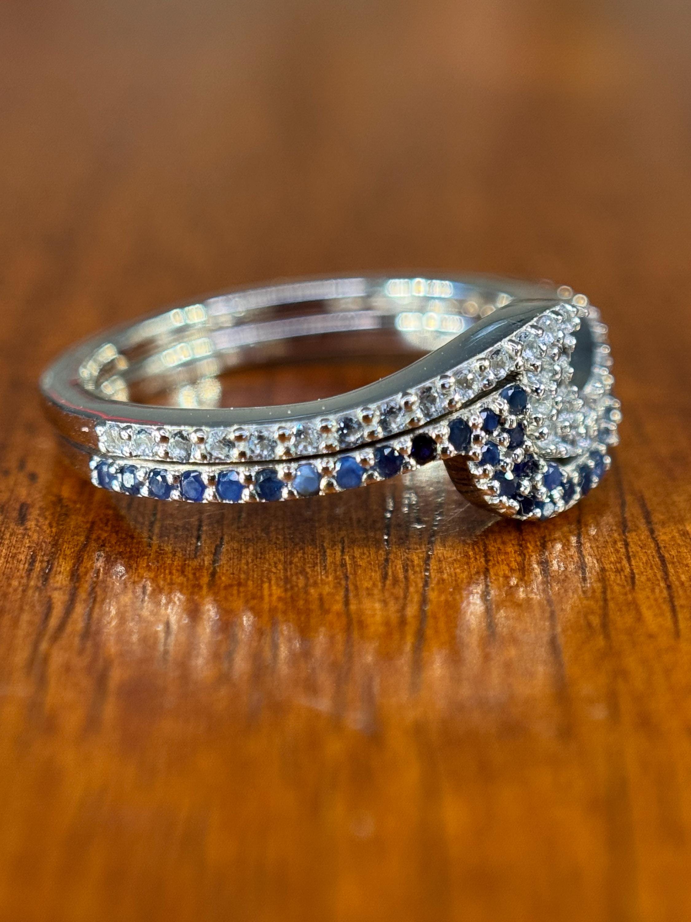 Sapphire & Aquamarine Wave Ring – Stacking Ocean-Inspired Jewelry