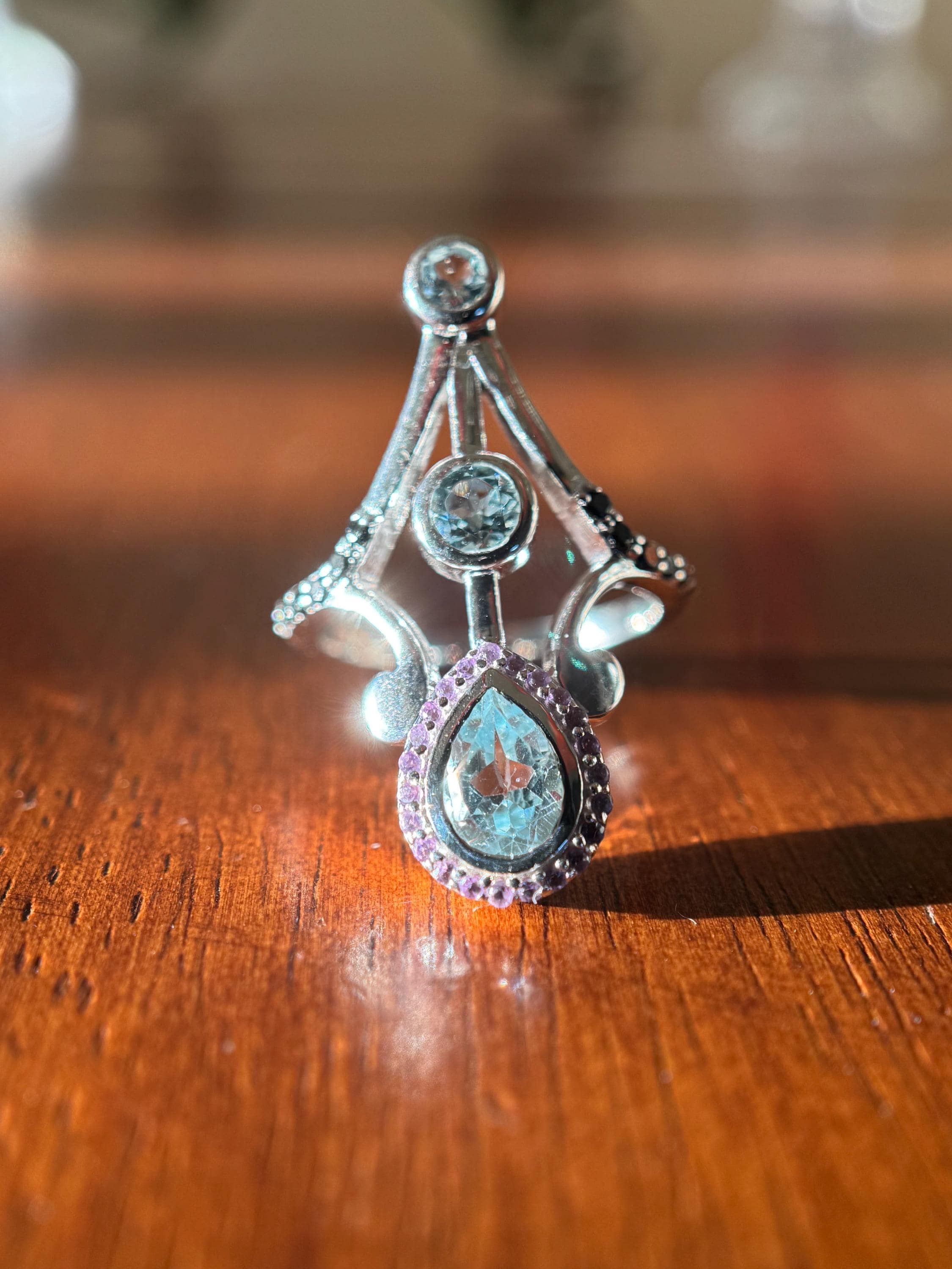 Aquamarine & Amethyst Ring – Egyptian-Inspired Jewelry